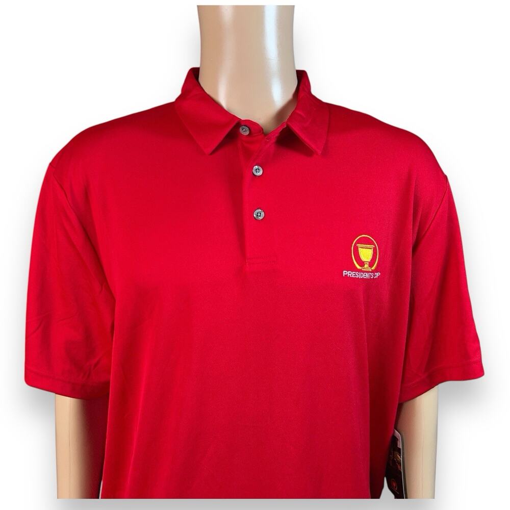 PGA TOUR PRESIDENTS CUP MENS XL PERFORMANCE POLO SHIRT RED NWT $68 MSRP